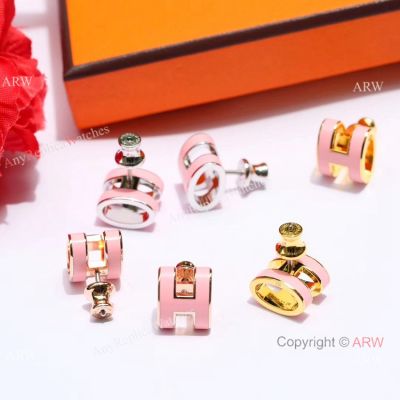 2019 Replica Hermes Clic Clac H Earring - Pink Enamel